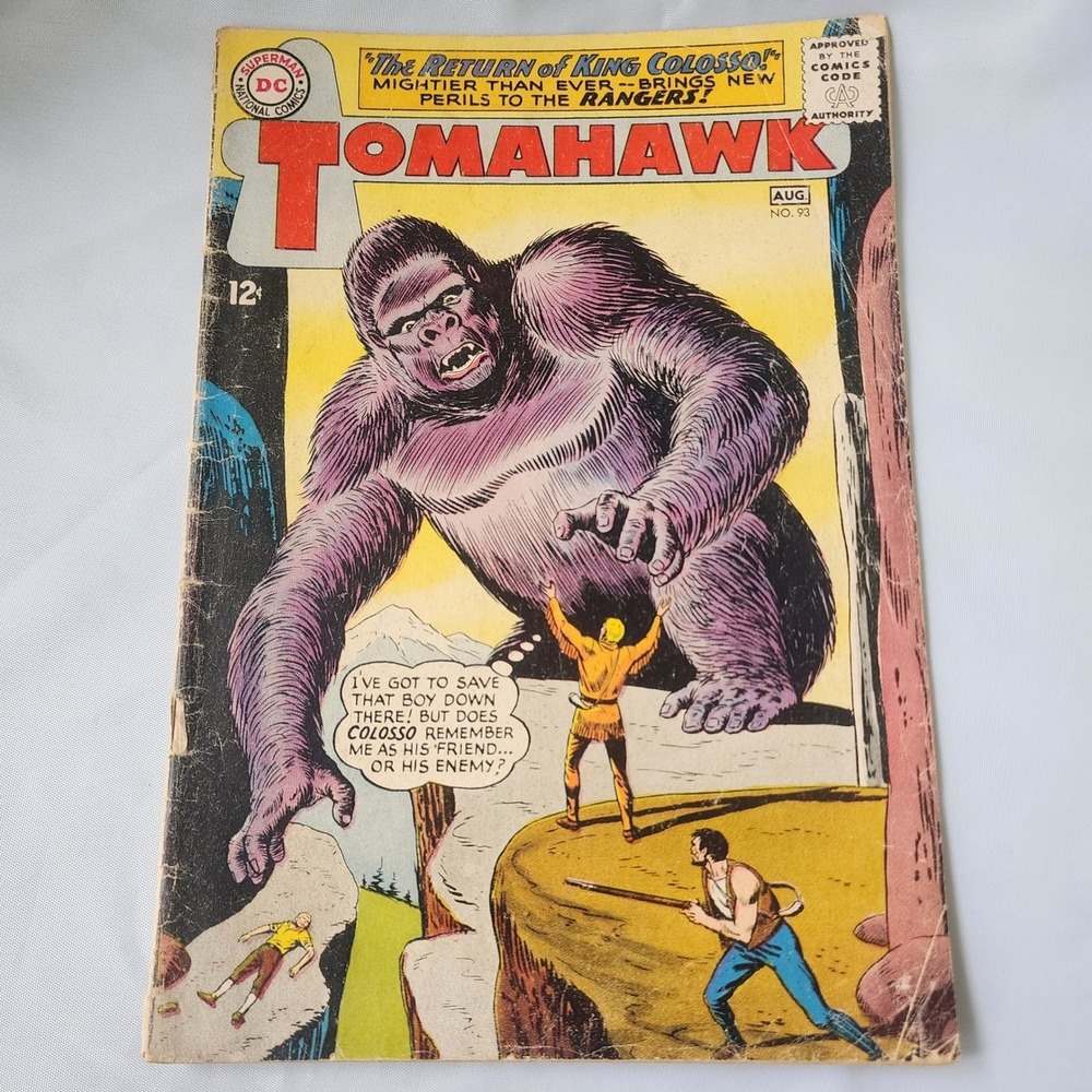 Tomahawk Comic Book #93 August‎ DC Comics 1964 King Colosso Vintage B&B Original